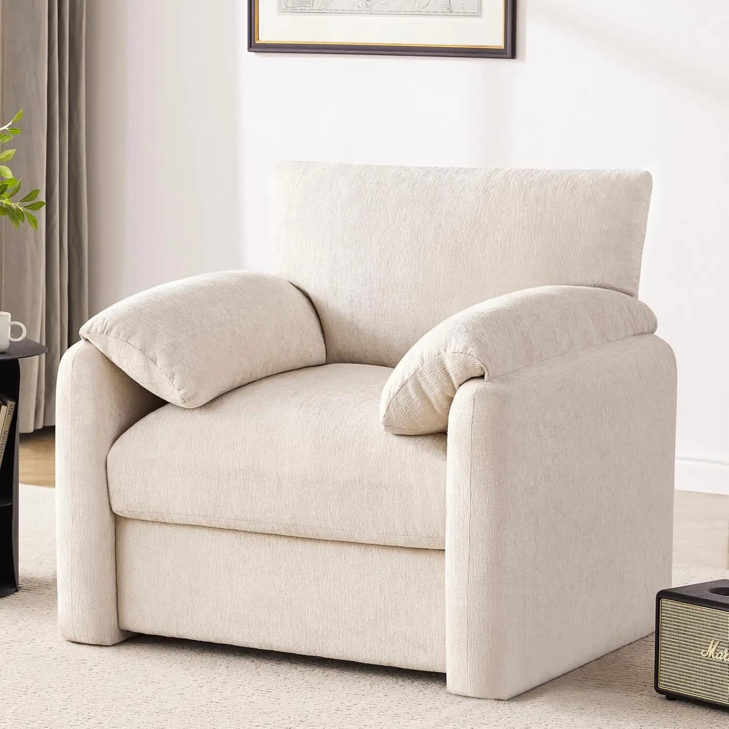 Fauteuil surdimensionné en chenille, 38,6 pouces de large, fauteuils d'appoint pour salon et chambre