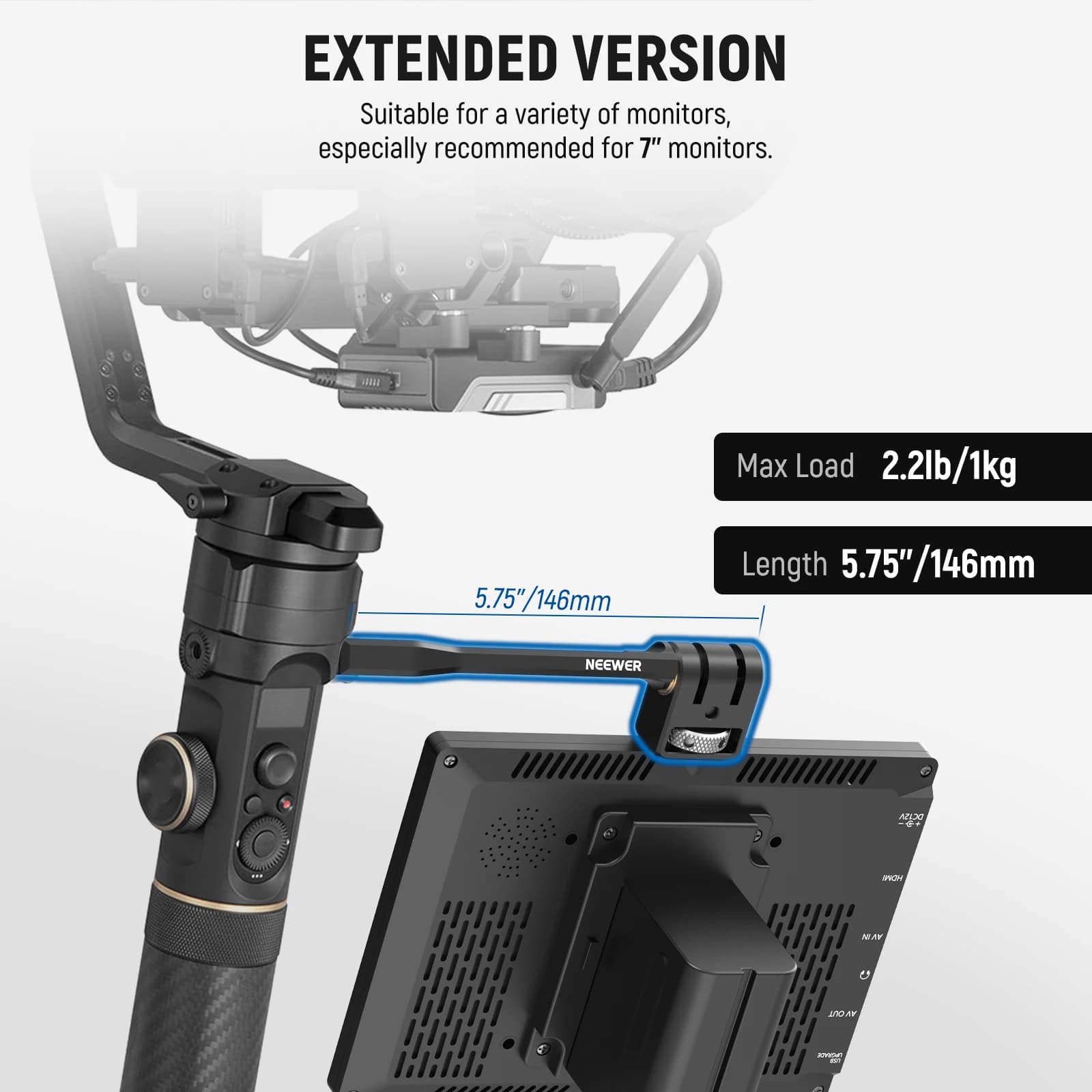 NEEpacks-Support de moniteur de terrain réglable, caméra rotative à 360 °, support d'invite avec fil
