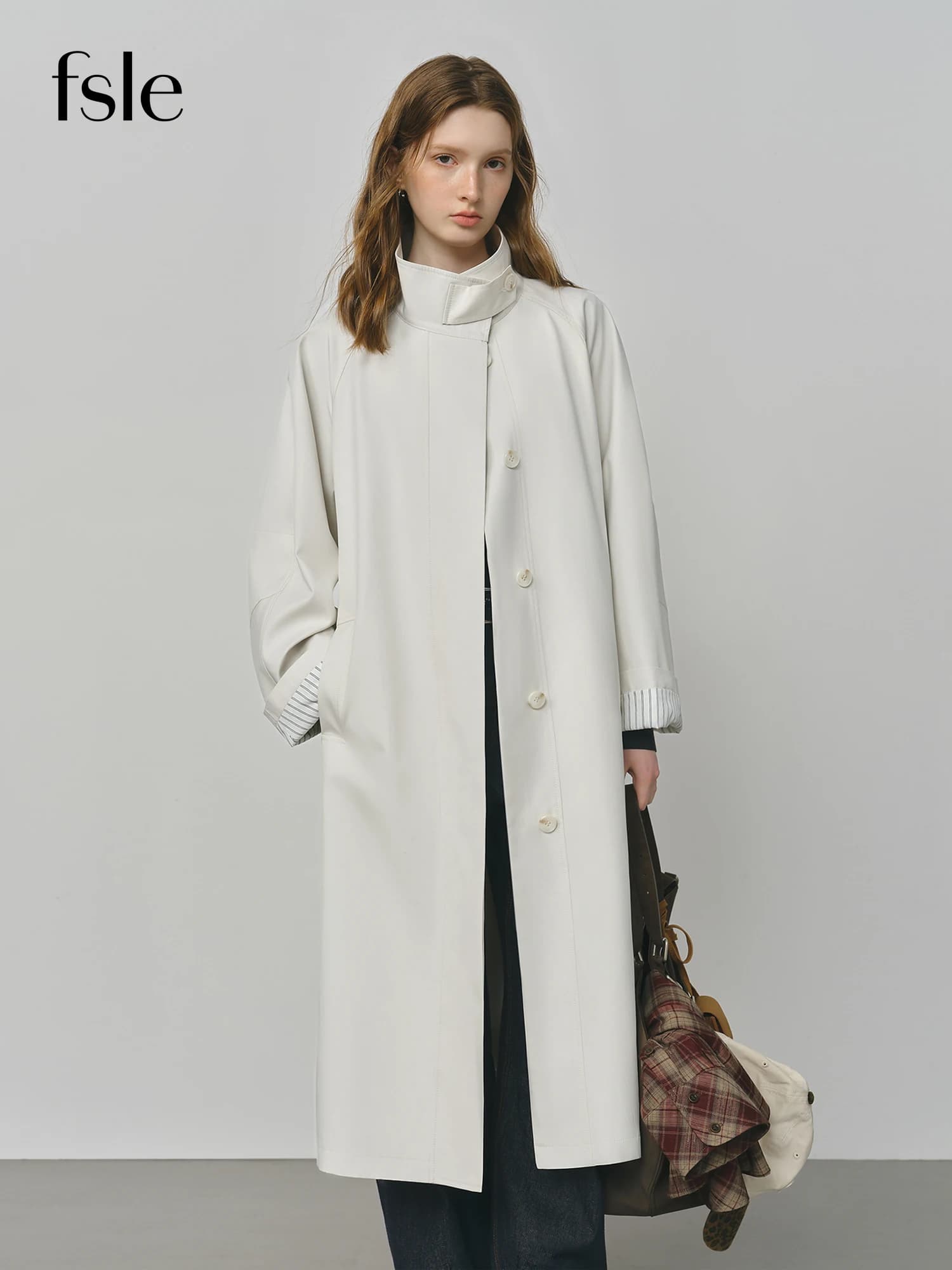 FSLE Style britannique conception col montant coupe-vent Trench veste pour les femmes 2025 automne n
