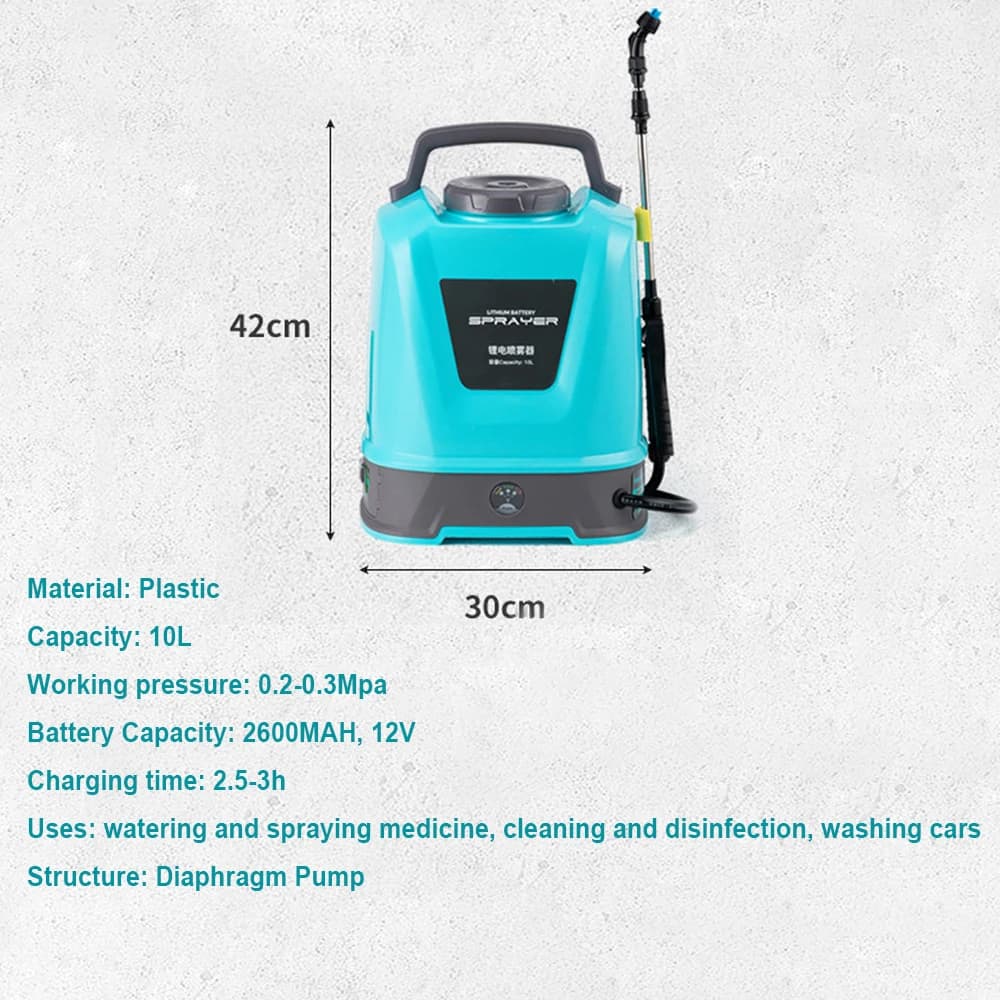 Pulvérisateur électrique d'irrigation arrière 10L, outil de jardinage agricole Rechargeable, pulvéri