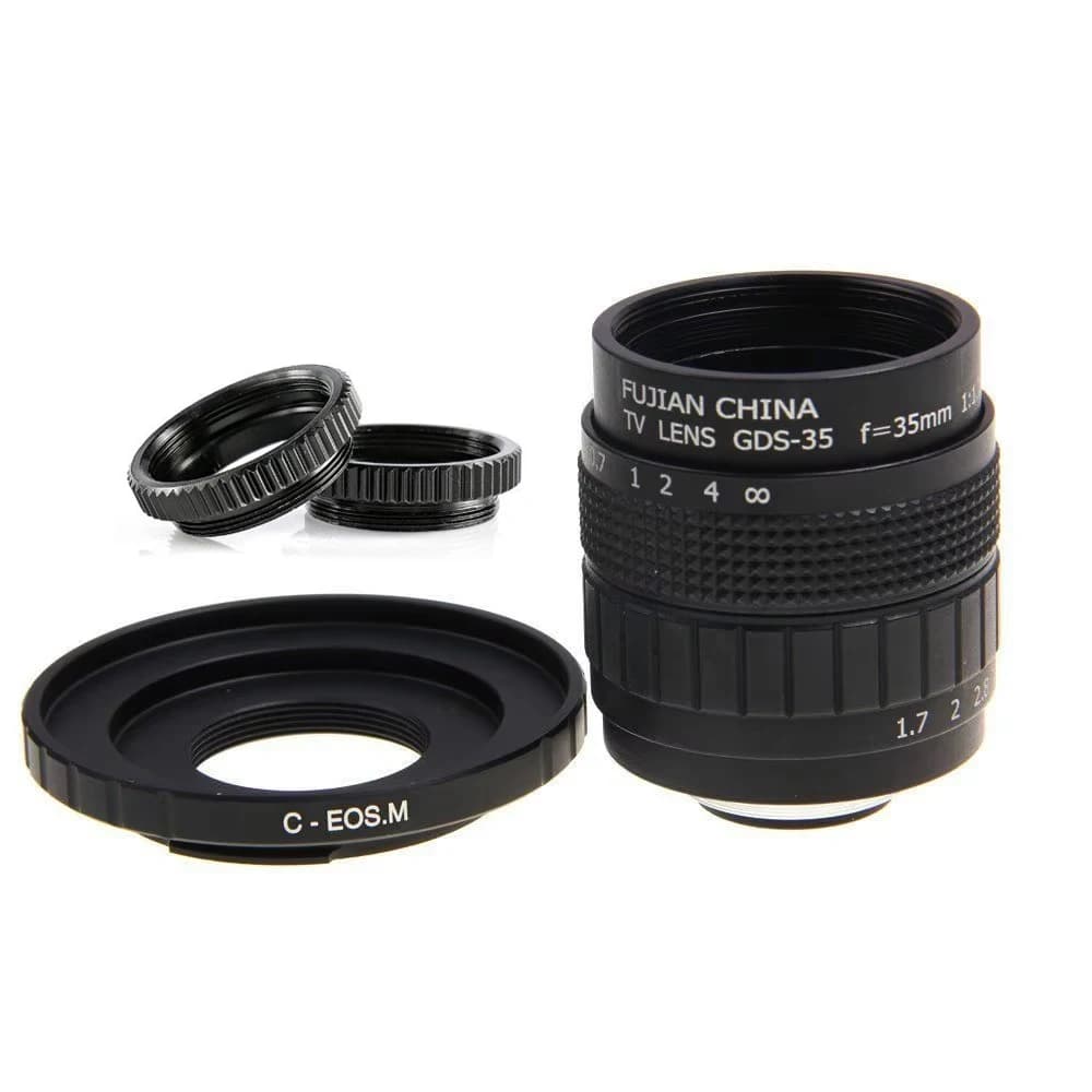 Objectif cinéma Fujian 35mm F1.7 + monture C pour appareil photo hybride Canon EOS EF-M M3 M5 M6 M10