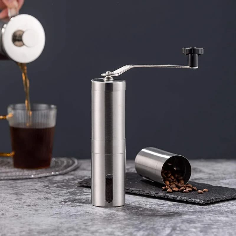 Moulin à café manuel en acier inoxydable, fraise conique manuelle, avec manivelle et 18 réglages rég