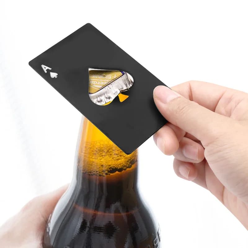 1 pièce Ouvre-bouteille de bière multifonction en métal, format carte de crédit, design créatif, noi