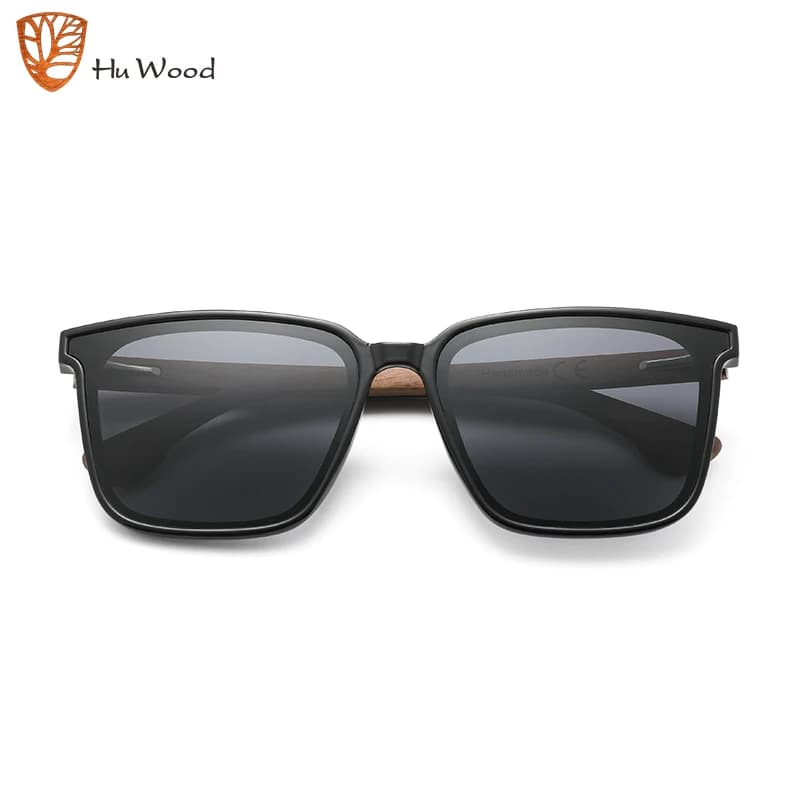 Hu bois carré hommes femmes lunettes de soleil polarisées lunettes de soleil lentilles bleues jambes
