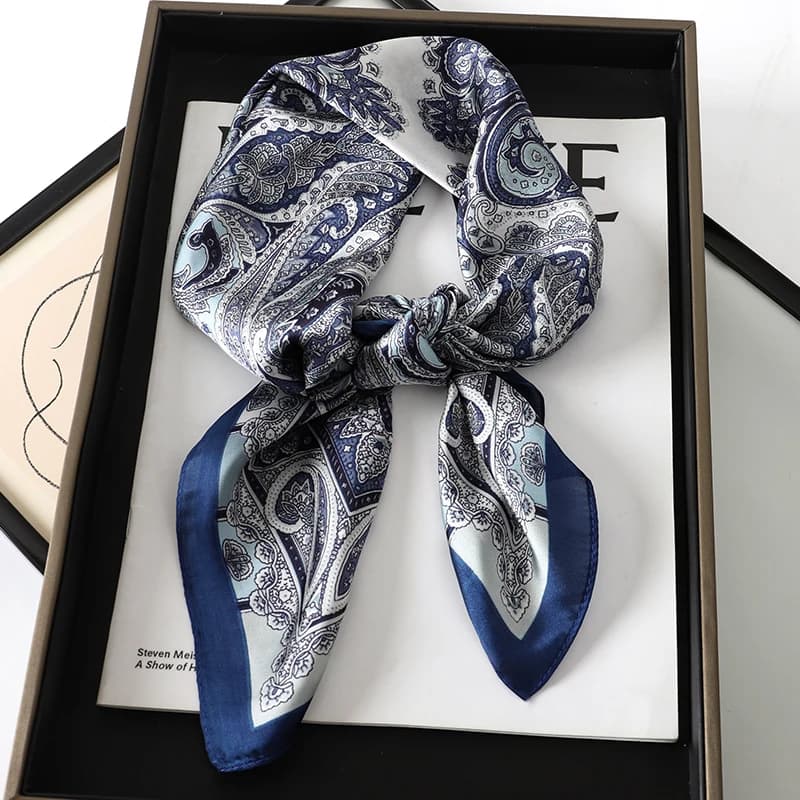 Foulard carré imprimé de style bohème pour femmes, châles en satin, écharpes rondes de la présidence