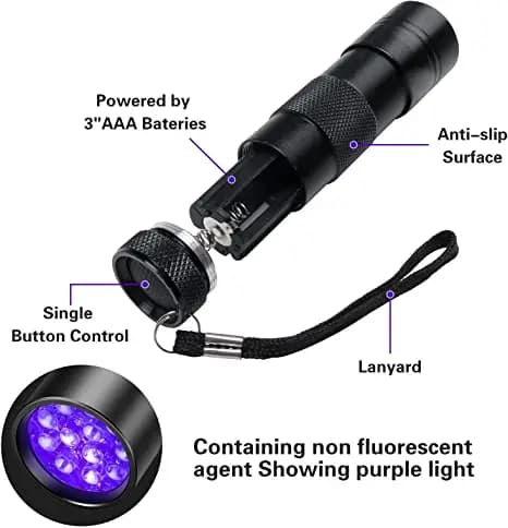 Lampe de poche à lumière noire UV 395nm, lampe de poche ultraviolette portative, détecteur de lumièr