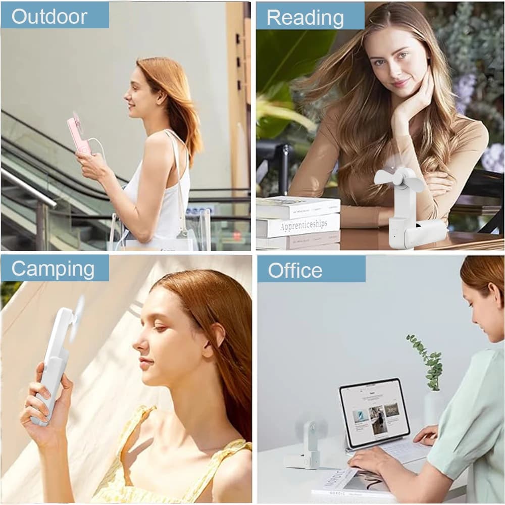 Super Mini ventilateur portable aste USB, ventilateur de poche pliable, batterie externe 2000mAh, 3 