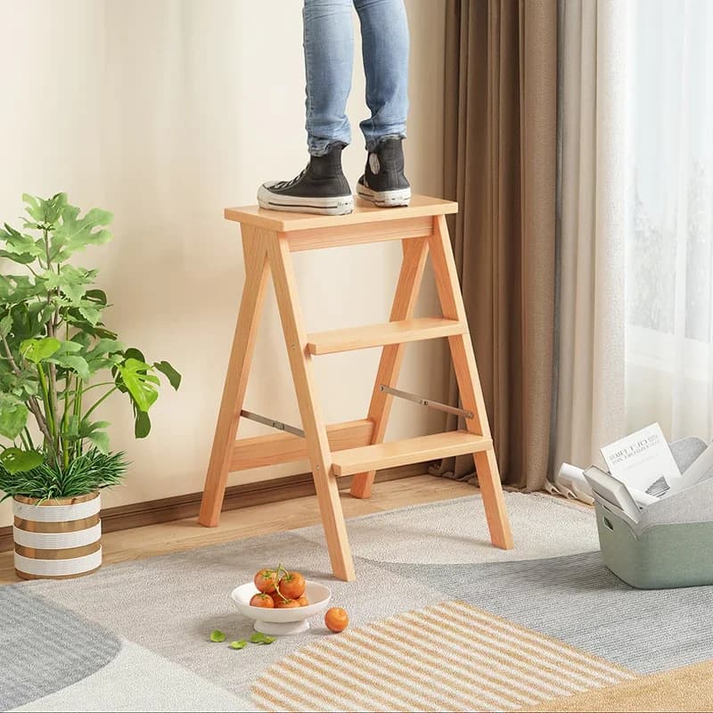 Tabouret à échelle en bambou pour la maison et la cuisine, chaise pliante, multifonctionnel, pédale,
