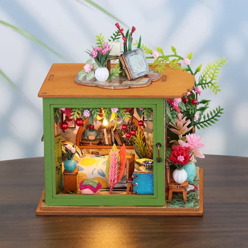 Bricolage cuisine en bois Mini Casa fleur chalet maisons de poupée modèle Miniature Kits maison de p