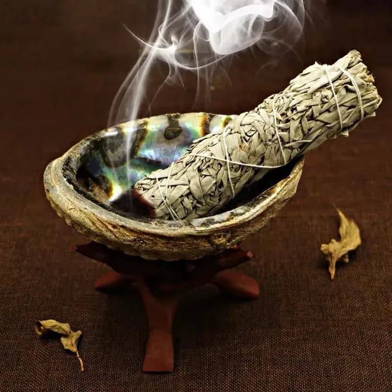 Un ensemble de sauge blanche, feuilles pures, Purification fumée, parfum d'intérieur pour purifier l