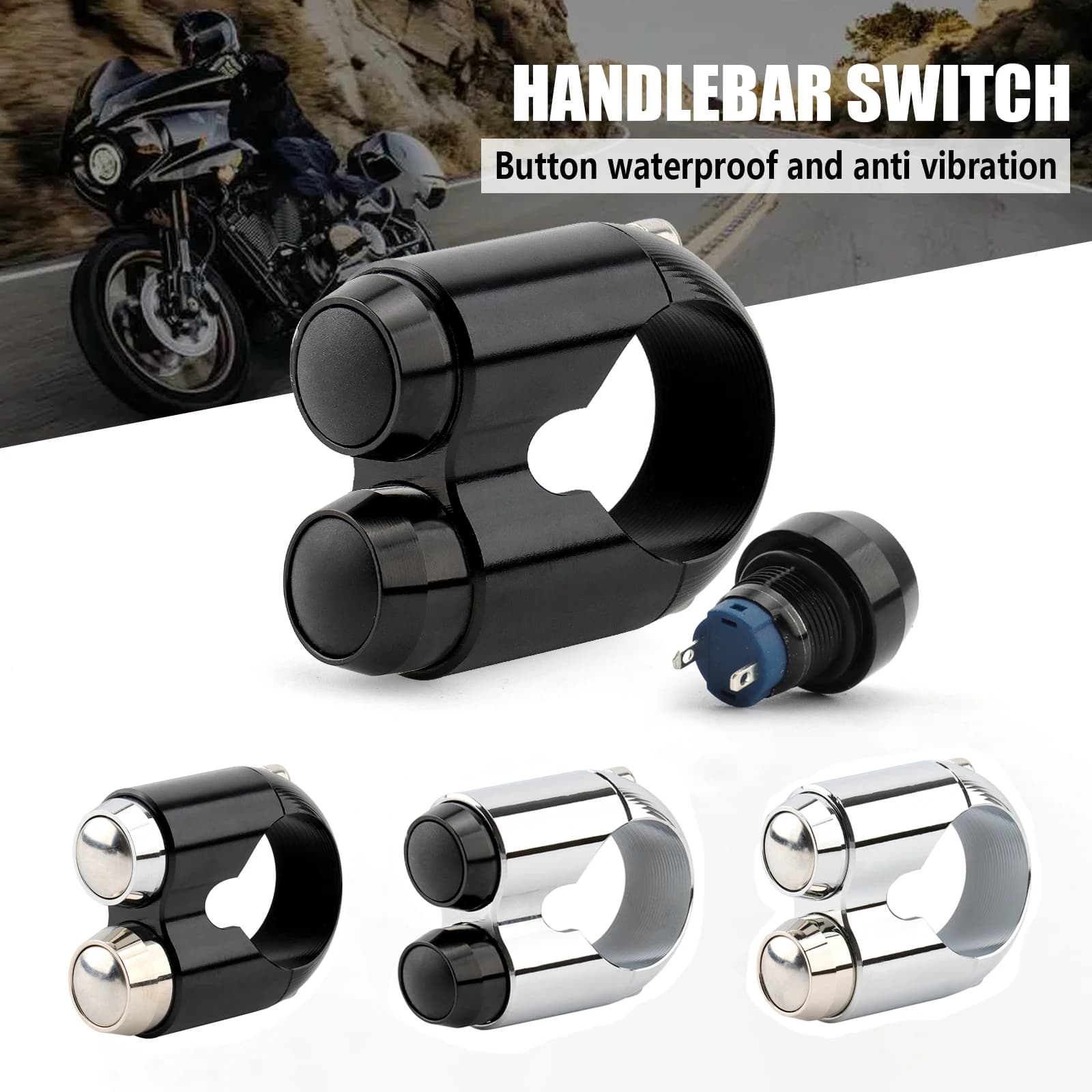 Interrupteur de commande de guidon de moto, 1 ", 25mm, bouton de klaxon, clignotant, interrupteur d'