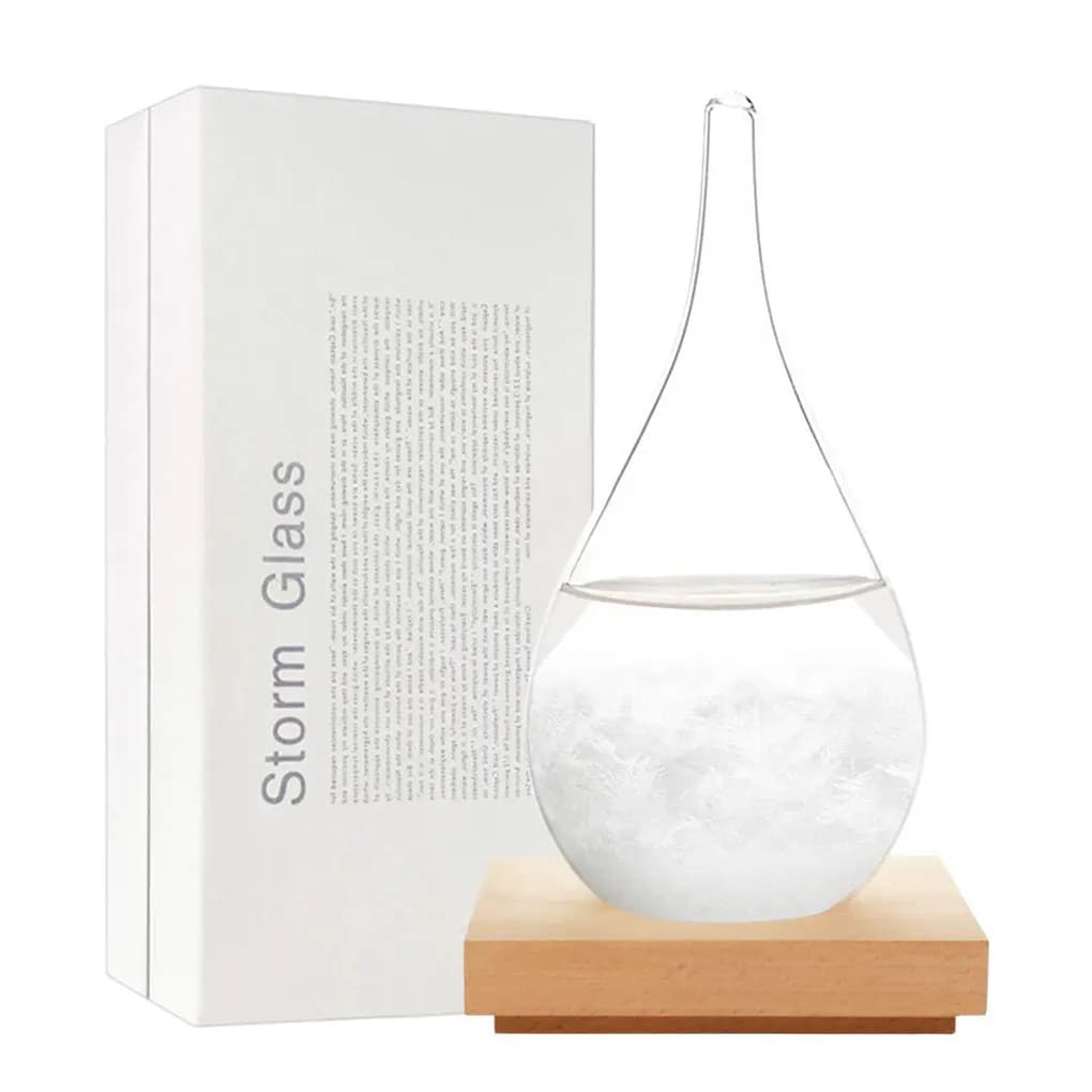 Baromètre en verre cristallin - Station météo transparente à goutte d'eau pour prévisions météorolog