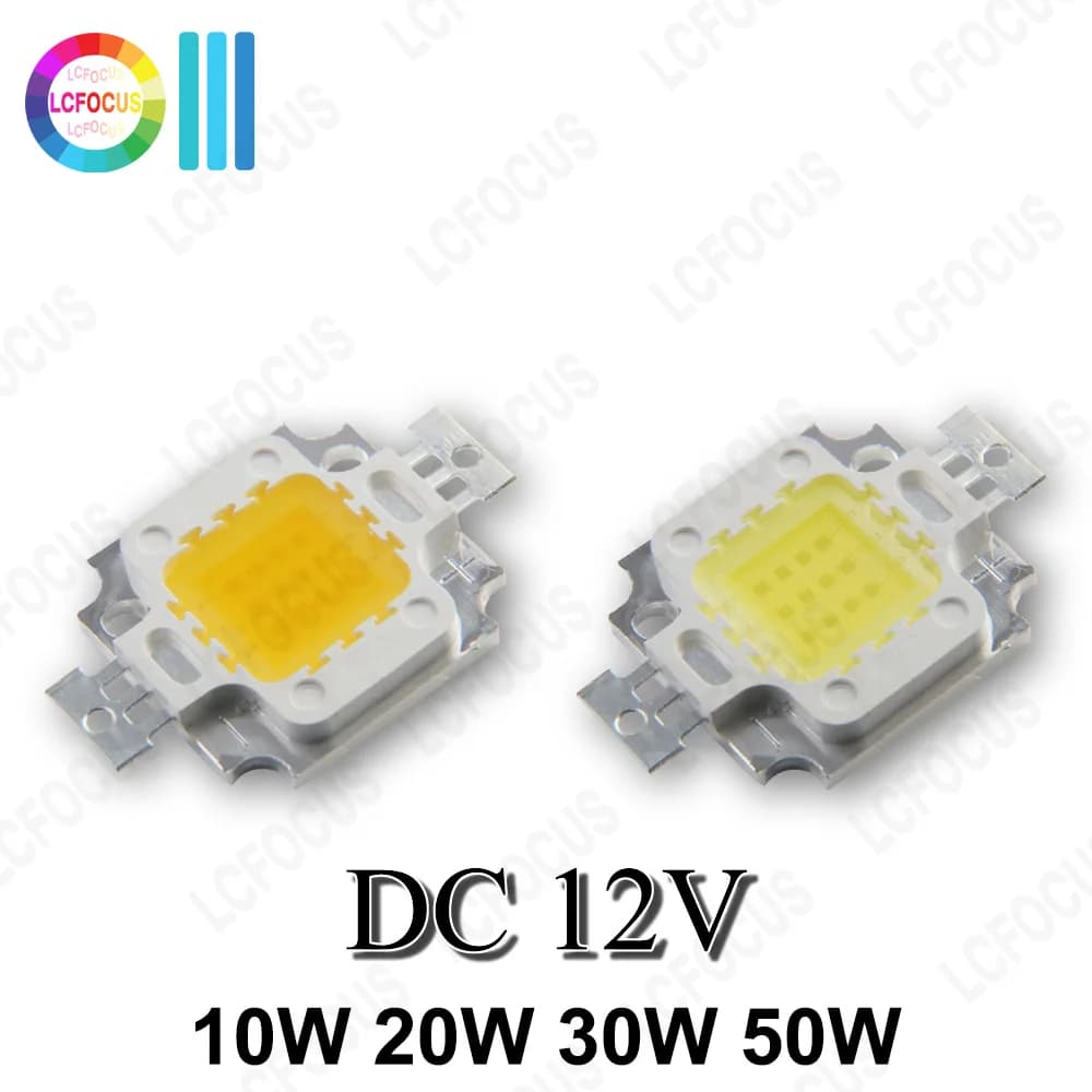 Ampoule LED DC 12 V 10 W 20 W 30 W 50 W lumière blanche chaude 3000 K 6000 K COB puce LED diode élec