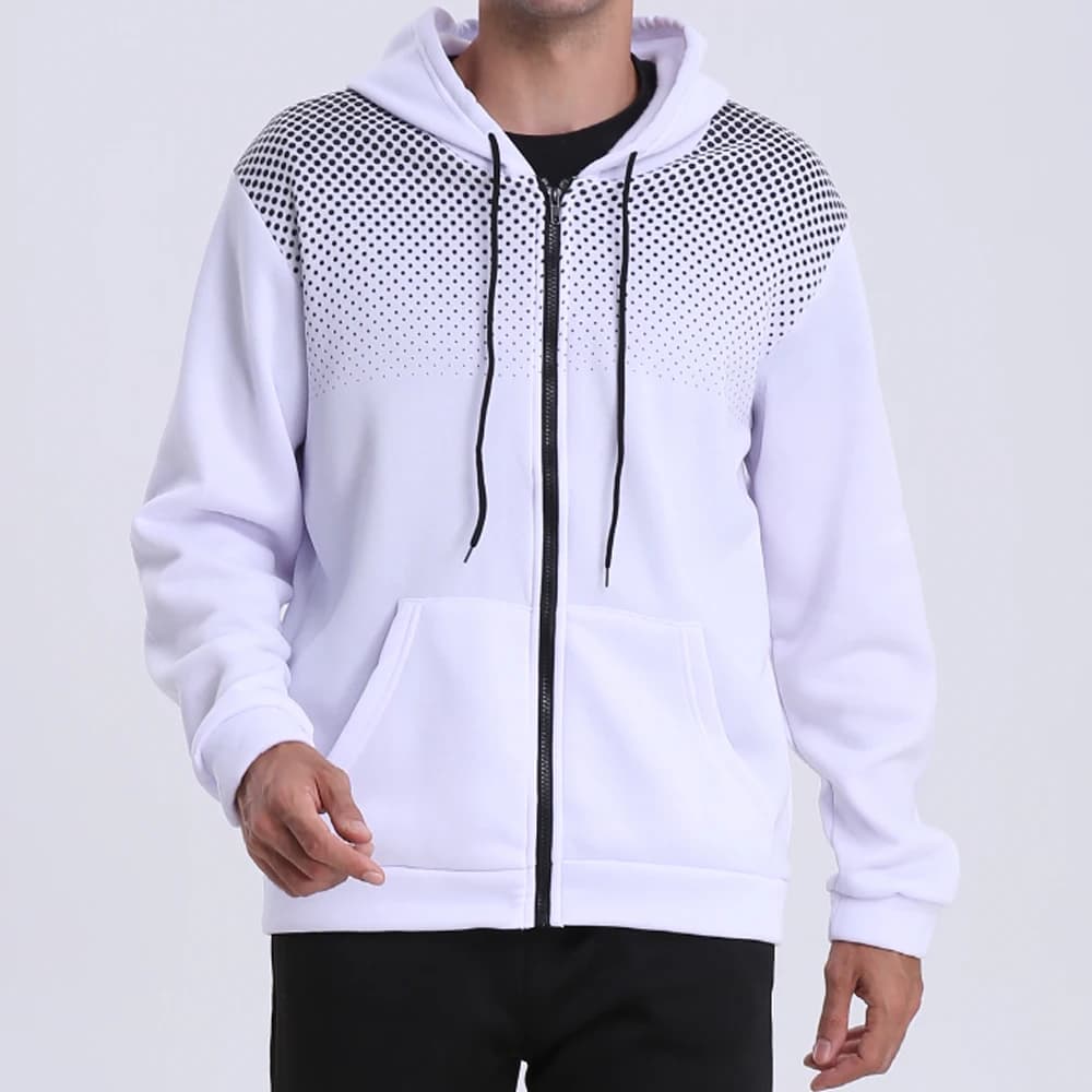 Sweat à capuche zippé pour hommes poche à pois imprimé sweat à capuche Sport extérieur décontracté c