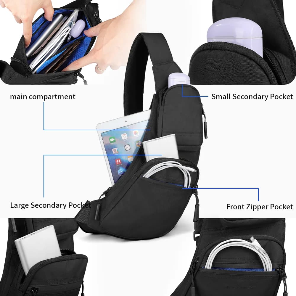 HcanKcan Sac à bandoulière décontracté pour homme léger et imperméable en tissu X-Pac Sac à bandouli