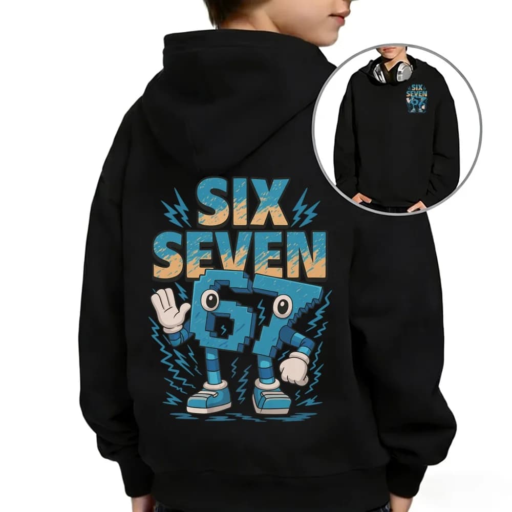 Sweat à capuche pour enfants imprimé Steal a Brainrot six or seven, chemisier décontracté à manches 