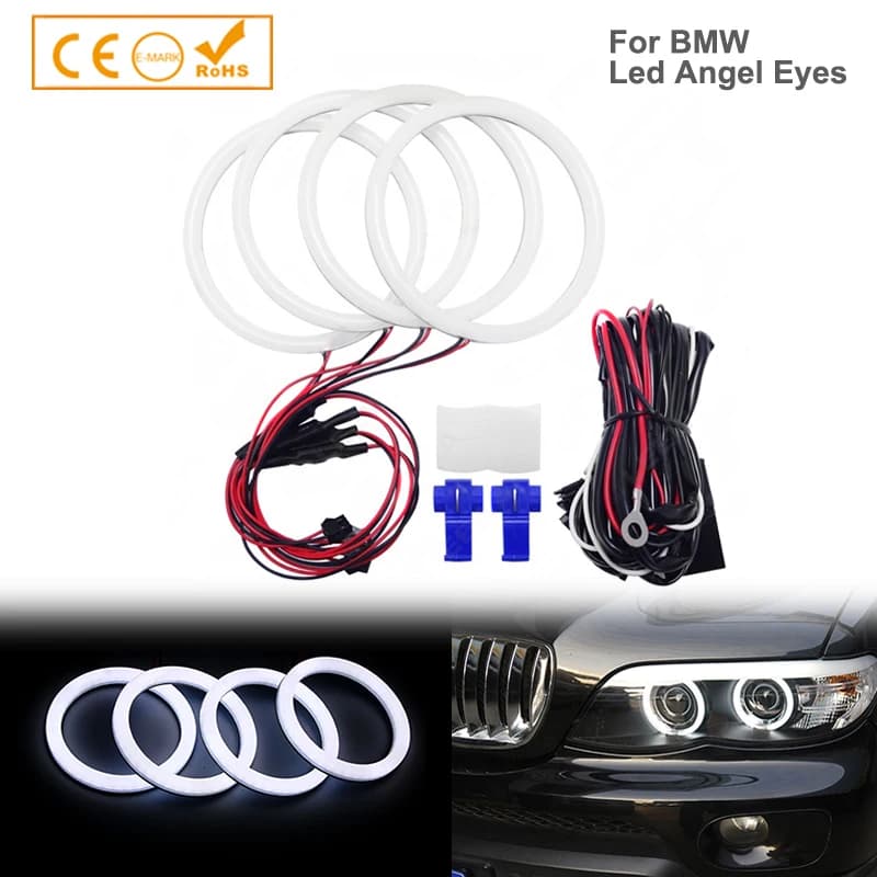 1SED 4x106mm pour BMW E46 2D coupé Cabrio bicolore LED DRL SMD coton yeux d'ange Halo anneaux Kit ph
