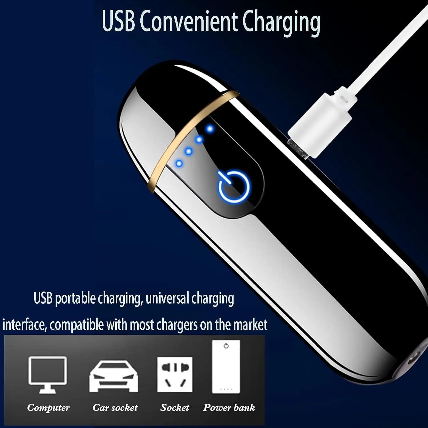 Briquet électronique intelligent avec indicateur de puissance, aste par USB, compatible avec Touch V