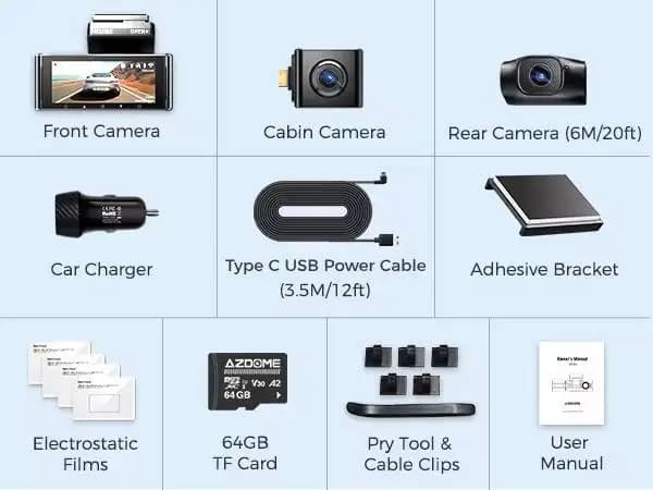 AZDOME 4K Dash Cam M550 Max intégré GPS Wifi caméra voiture DVR 3.18 "écran Vision nocturne 24H moni