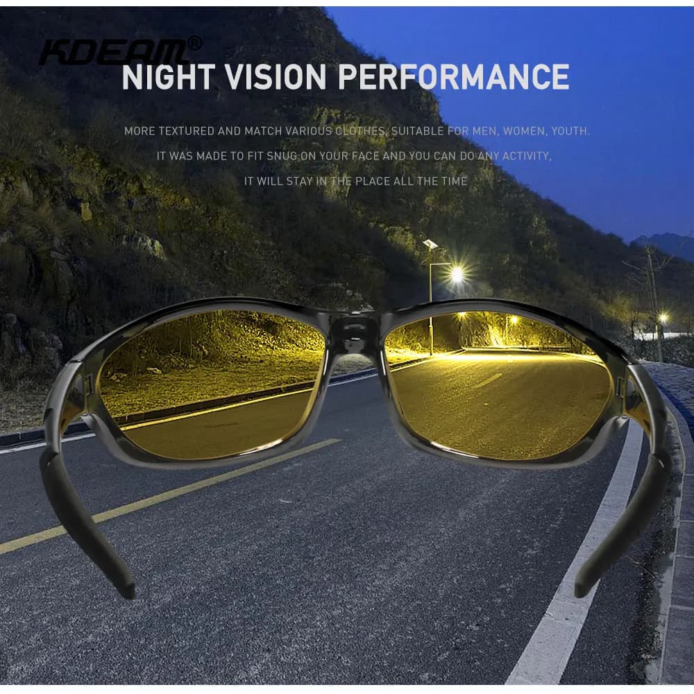 KDEAM-Lunettes de vision nocturne avec cadre en matériau TR90, lunettes de vélo, étui de transport i