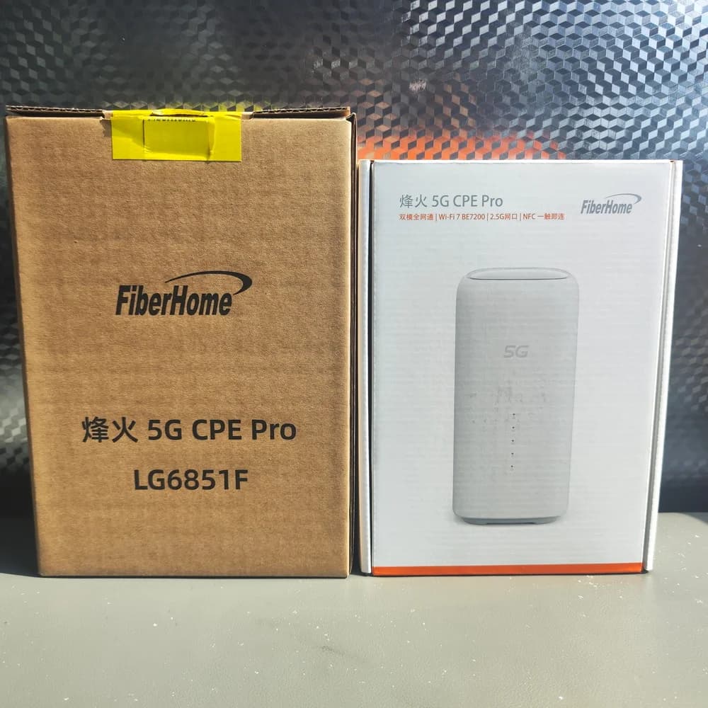 Routeur WiFi 7 FiberHome 5G CPE Pro LG6851F BE7200 avec ports Ethernet double 2.5G, NFC, modem SIM 4