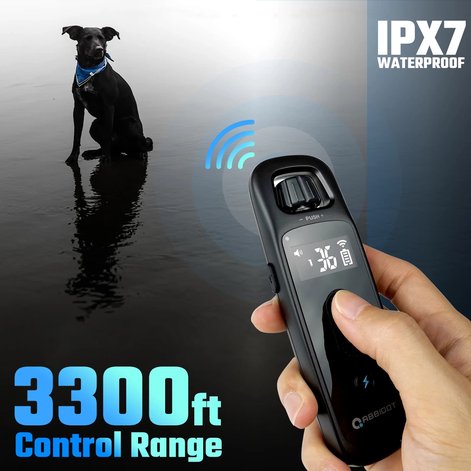 ABBIDOT T30 collier d'entraînement pour chien sangle de choc électrique pour grands chiens 3300ft 95