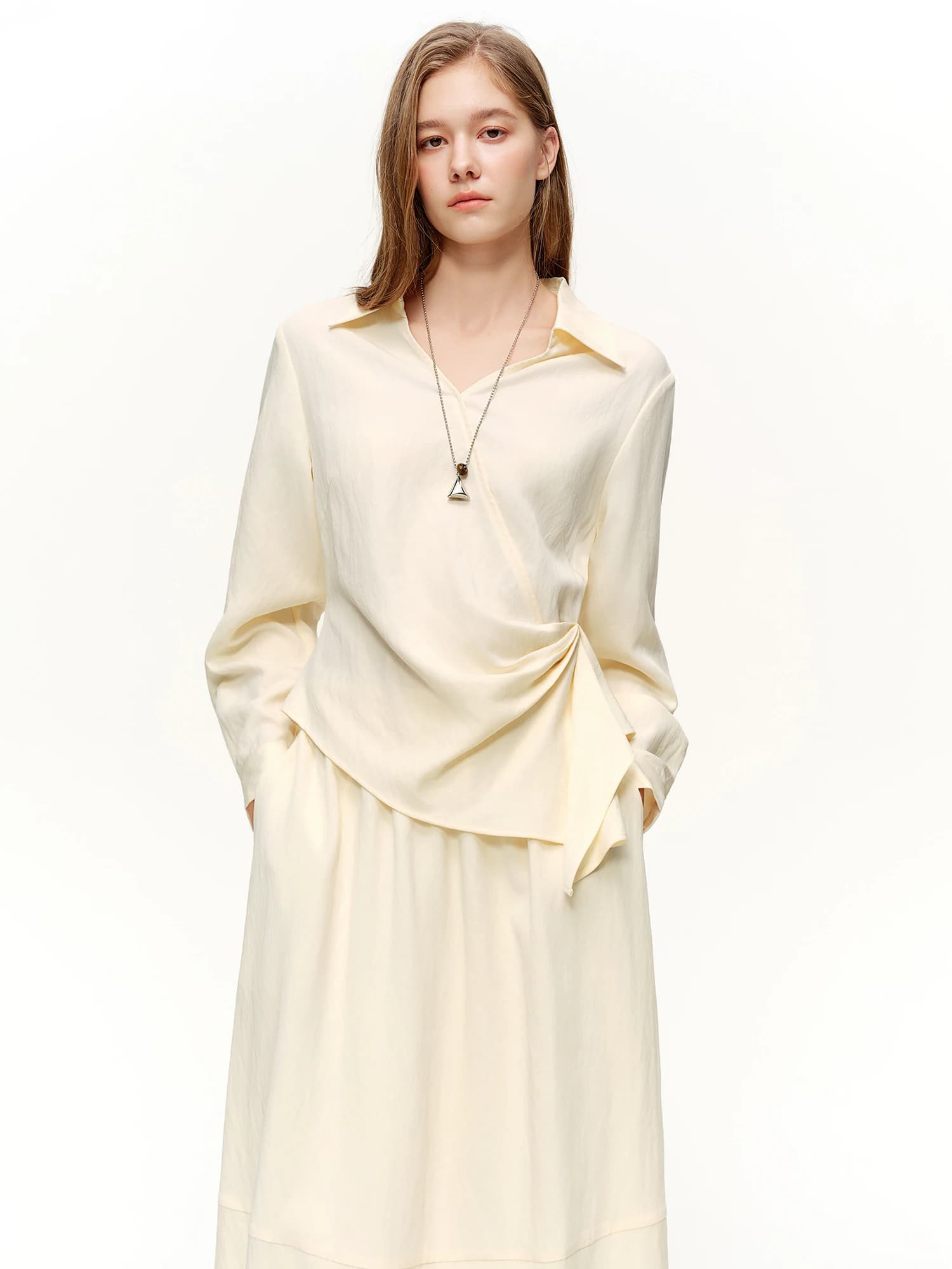 DUSHU 2026 Nouvelle Collection Printemps – Ensemble Deux Pièces Femme : Chemise & Jupe Taille Haute 