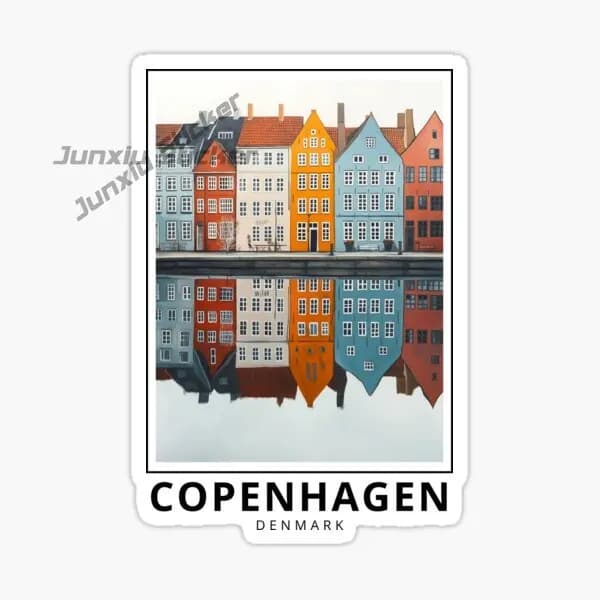 Copenhague est la capitale et le port du Royaume de Danemark, autocollant de voiture auto-adhésif en