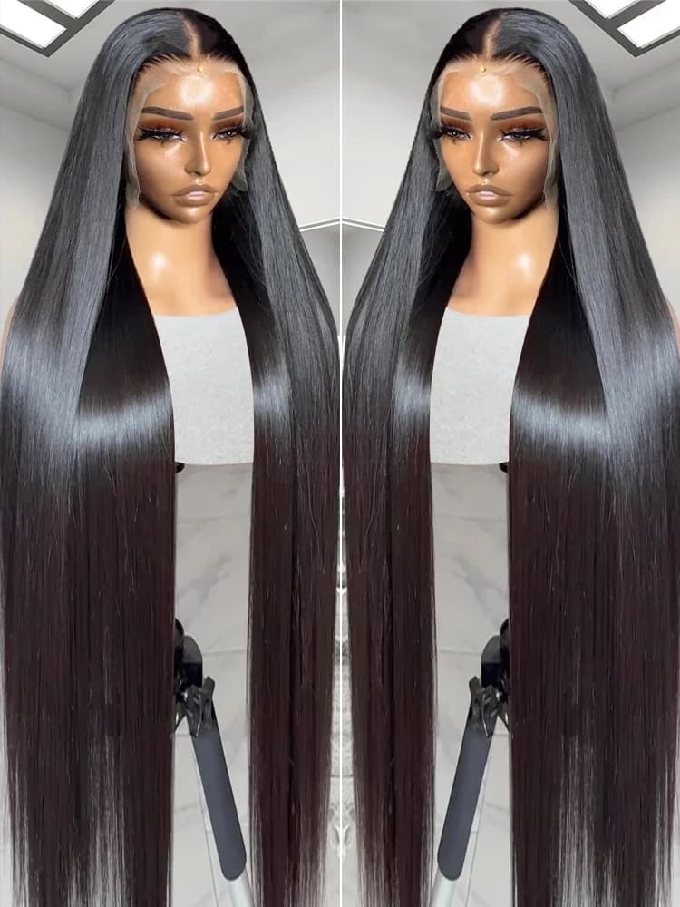 Wear and Go Straight Lace Front Human Hair Wigs, HD, 5x5, 13x6, 30 ", 40", 200% Transparent, Frmetal