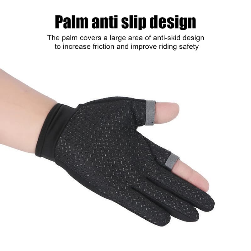 Gants de pêche d'été pour hommes et femmes, Anti-UV, cyclisme, coupe à deux doigts, écran tactile, a