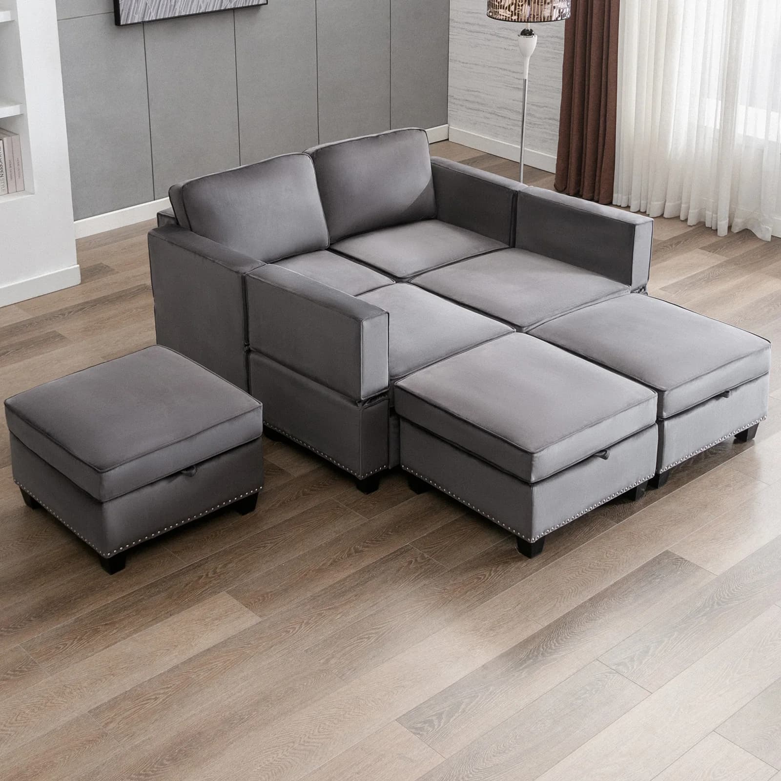 HORGgland-Canapé convertible en forme de L en U, canapé confortable, canapé modulaire, 4 places, 3 o