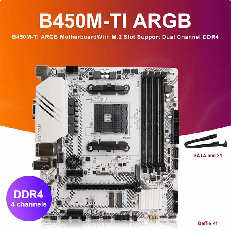 ARGB M-ATX carte mère classique AMD B450 4 DDR4 mémoire AM4 carte mère M.2 NVME (prise en charge Ryz