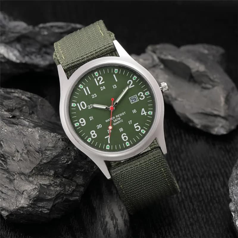 Garçons marque pas cher montres hommes mode décontracté bracelet en Nylon sport armée cadeaux Date Q