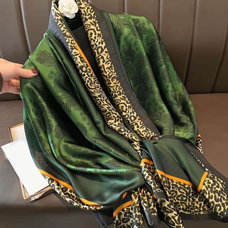 Grand foulard en Satin de soie pour femmes, 180x90cm, imprimé à la mode, Styles de printemps et d'ét
