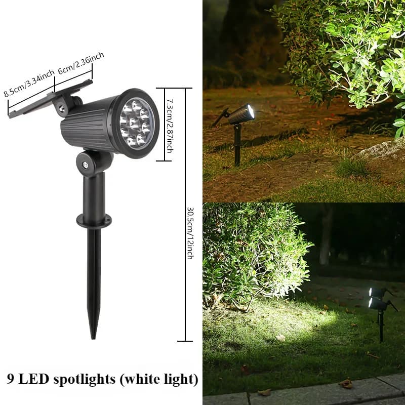 Projecteur solaire LED pour l'éclairage extérieur du jardin, paysage, étanche, alimenté par énergie 