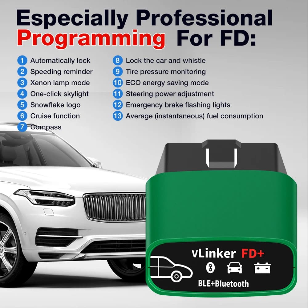 Vgate vLinker FD ELM327 FORScan pour Ford Bluetooth 4.0 OBD2 outil de Diagnostic automatique de voit
