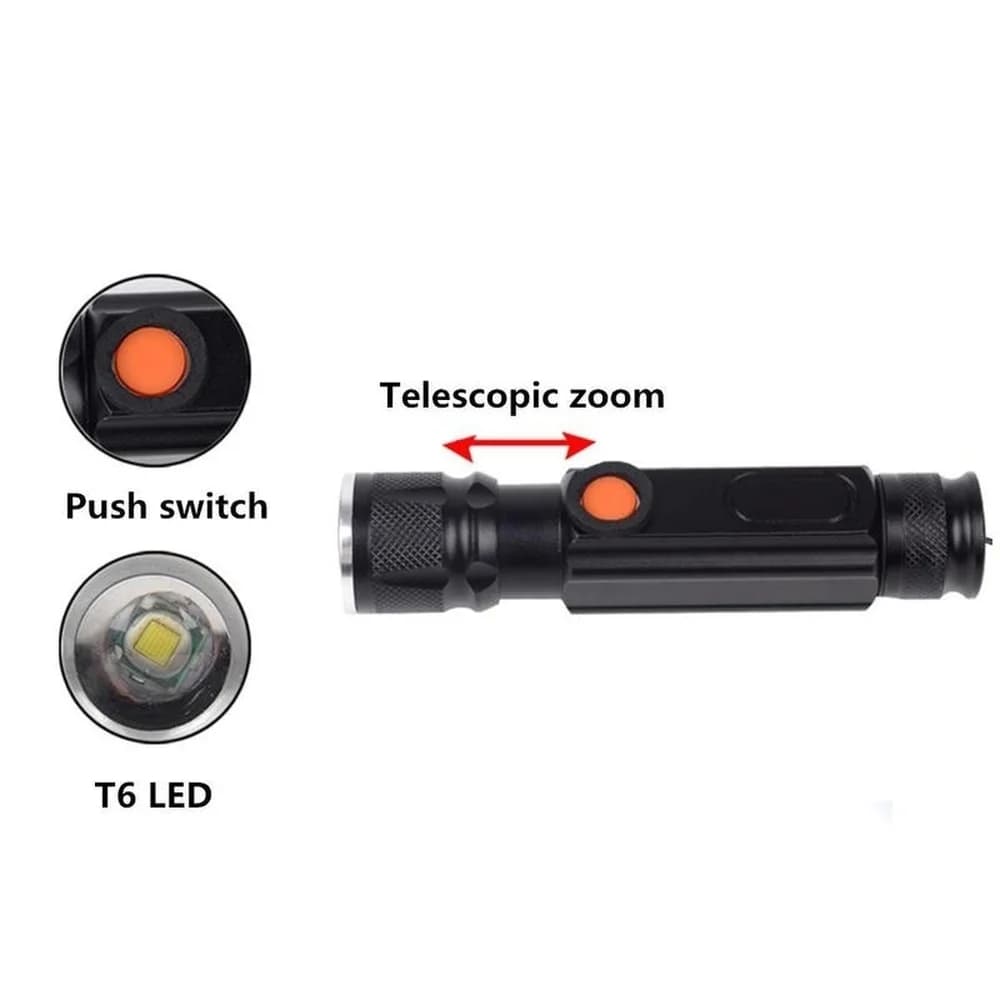 USB T6 lumière forte LED lampe de poche Rechargeable torche magnétique Lanter Zoomable lampe de poch