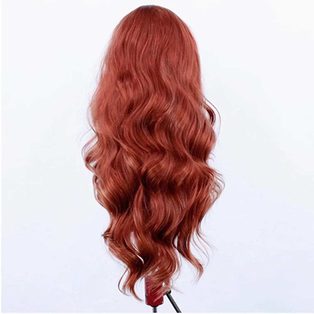 Perruque Lace Front Wig synthétique ondulée rouge cuivre, perruque longue en cuivre pour femmes, per