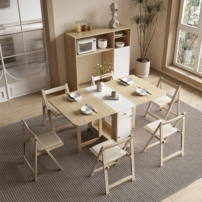 Table à manger pliante ensemble 6 chaises luxe Vintage Table à manger carrée Extensio nordique Mesas