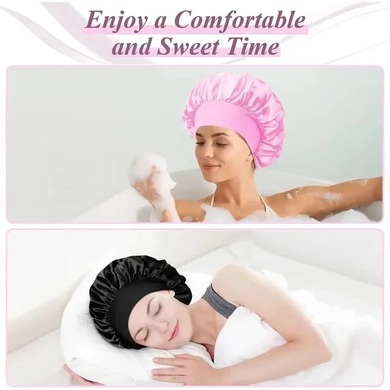 Bonnet doublé en Satin de soie douce, 1 pièce, grand Bonnet de cheveux en Satin, Bonnet de douche de