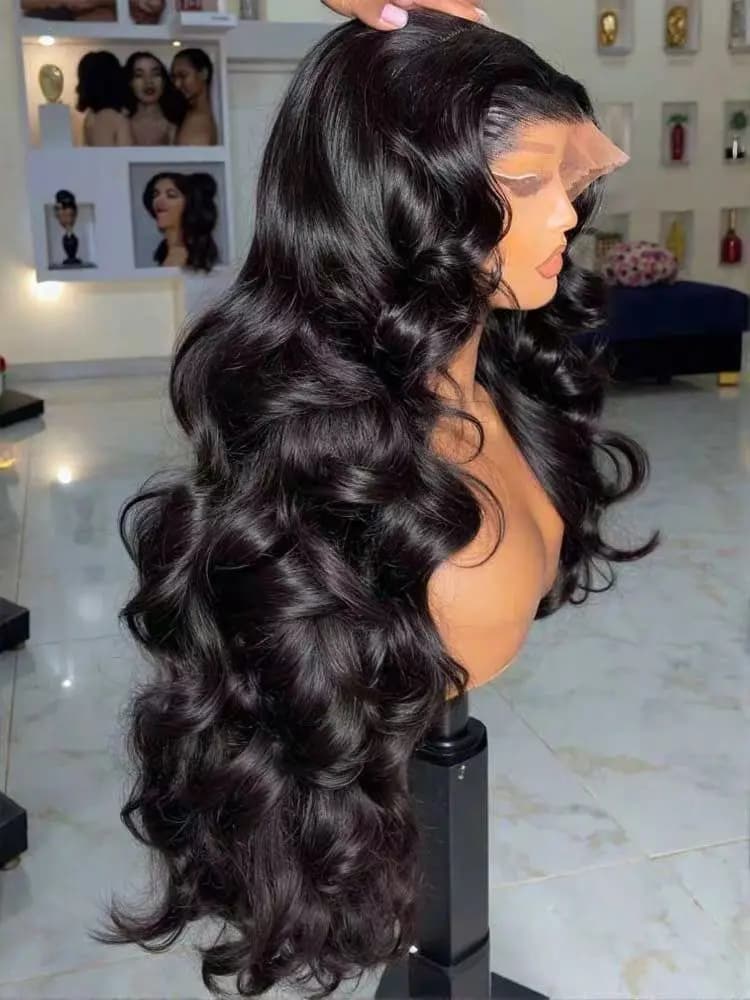 Perruques de cheveux humains indiens bruts ondulés, densité 250%, 40-42 pouces, avec dentelle HD 13x