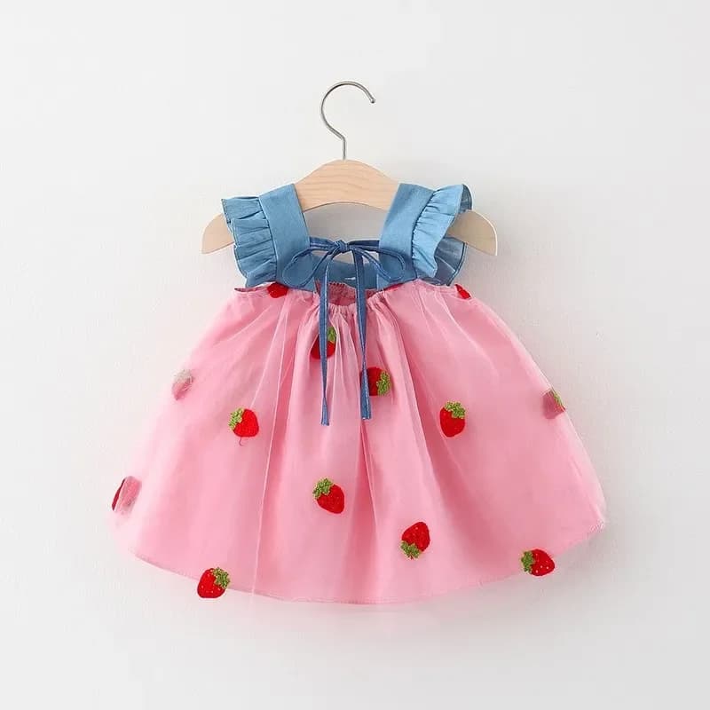 Robe d'été pour bébé fille, robe en maille cerise, robe de plage mignonne pour bébé fille, vêtements