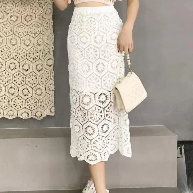 Jupe de plage Style boho pour femmes, ajourée, motif fleuri, vacances, été