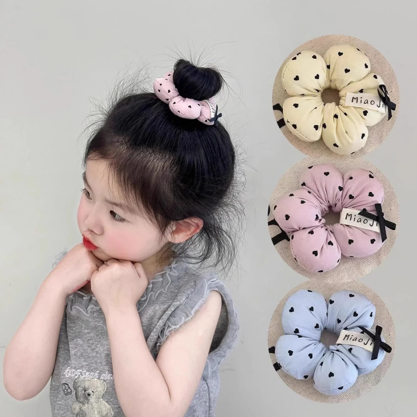 Chouchous pour cheveux en forme de fleur pour enfants, 1 pièce, attaches élastiques imprimées en for