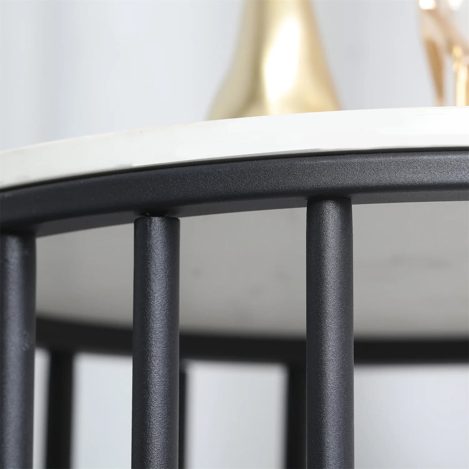 Table d'appoint ronde en pierre frittée à 2 niveaux, côté canapé blanc, petite table basse avec cadr