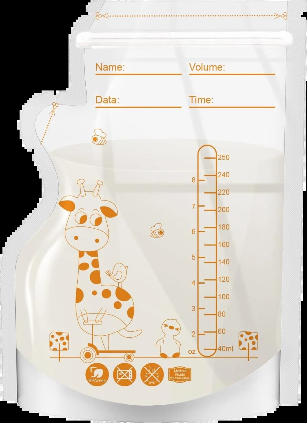 Sacs de conservation jetables pour lait maternel, 100 ou 50 paquets, capacité de 250ml, qualité hosp