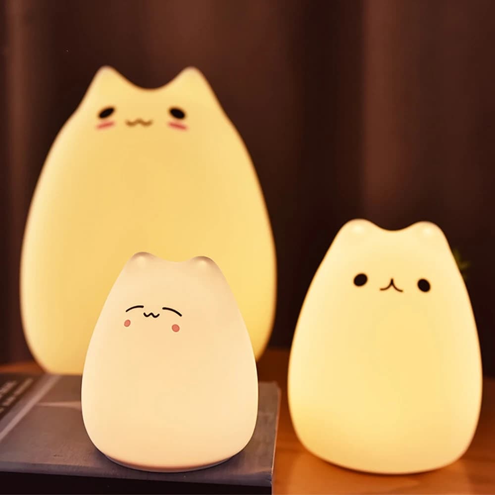 Mini lampe de nuit populaire pour bébé chat, 7 couleurs, Pat Touch, Protection des yeux à couleur ch