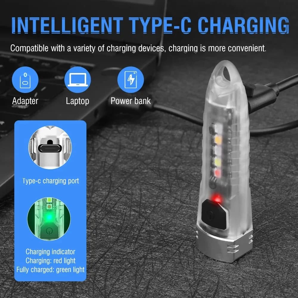 BORUiT V1 400LM UV porte-clés lampe de poche LED EDC Rechargeable étanche Fluorescent lampe de trava