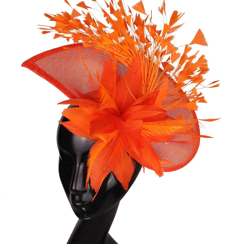 Pinces à cheveux de mariage en plumes orange pour femmes, fascinateurs, chapeau, fleur, vêtements de