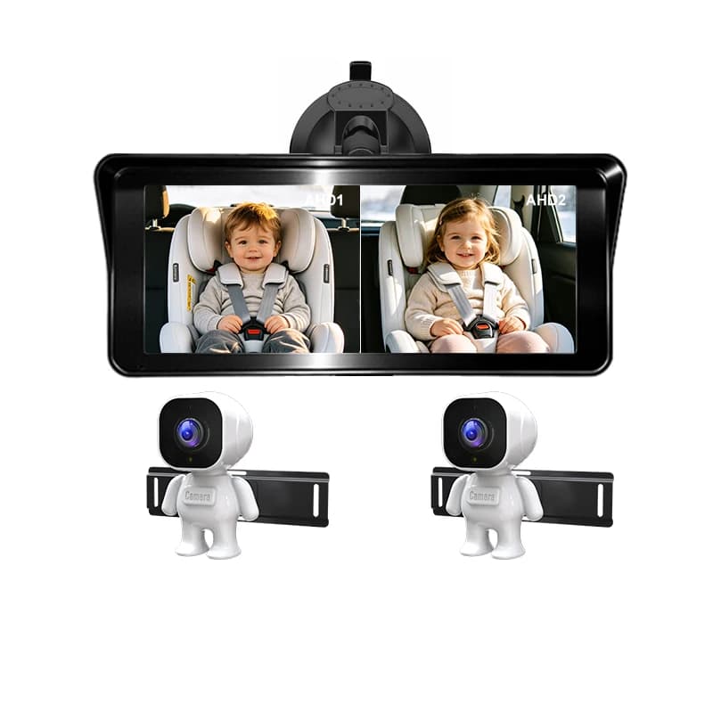 Caméra de voiture pour bébé - 6,86 pouces - Caméra arrière avec pare-soleil et moniteur avec vision 